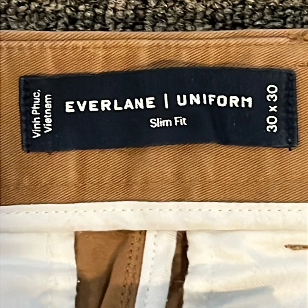 Everlane Uniform khaki beige flat front slim fit pants cotton blend 30x30 men 30 - Picture 5 of 14